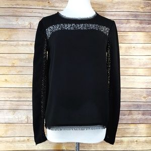 Rachel Rachel Roy Black Lace Panel Chiffon Blouse